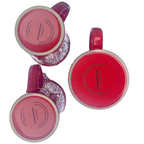 3‎ MUG Cup STARBUCKS RED Ceramic Coffee Tea - Picture 5 of 12